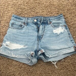 American Eagle Outfitters Light Blue Distressed Jean Shorts